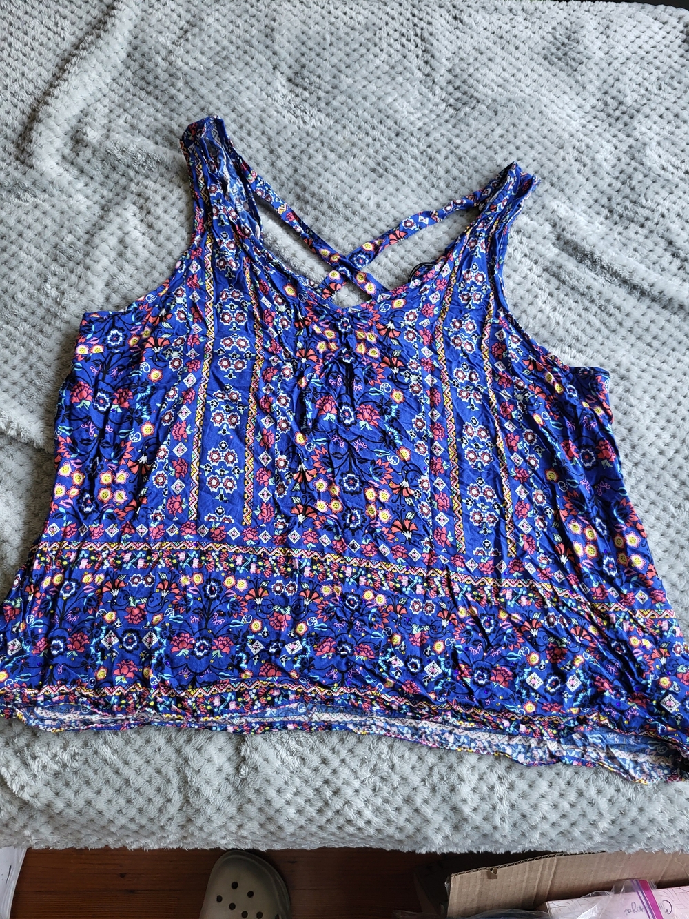 George Blue Crisscross Back‎ Tank Top UK 18 / US 14